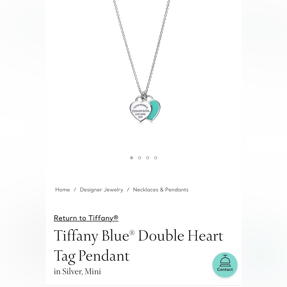 Tiffany & Co. Sterling Silver Double Heart Tag Pendant 🤍